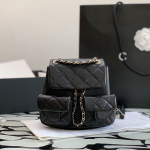 10A Mochila de designer de alta qualidade 17,5 cm bolsa escolar de couro genuíno bolsa de corrente feminina com caixa C514