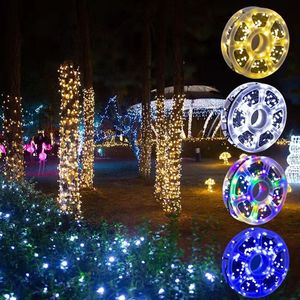 Corda de luz LED para decoração de árvore de Natal estrelada, interior, ao ar livre, decorativa, fio preto, 50m, 150ft, festival, festa, iluminação, plugue da UE, azul, branco quente, rgb