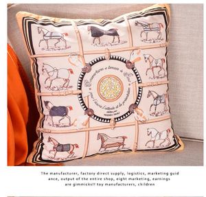 European Horse Pillow 18 x 18 Inch European Cushion Cover Luxury Velvet Home Decorative Embroidered Floral Pillow Case Pillowcase for Sofa Chair Bedroom Living Room