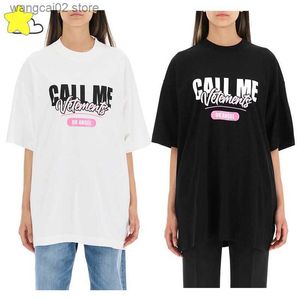 メンズTシャツシンプルなスタイルコールME VetementsTシャツ男性女性ストリートウェア特大のティーブラックホワイトハイストリートVTM内側タグT230602