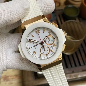 Смотреть мужские часы 45 -мм кварцевое хронографическое движение резиновые ремешки модные часы водонепроницаемые дизайнерские наручные часы Montre de Luxe