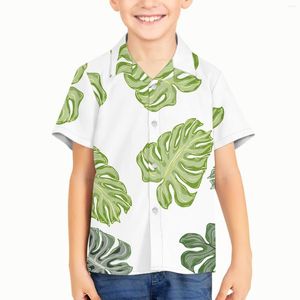 Men's Casual Shirts Tropical Plantain Leaf Pattern Children Kid Boy Summer Fashion 3d Oversized Beach Short Sleeve Hawaiian Top Clothing