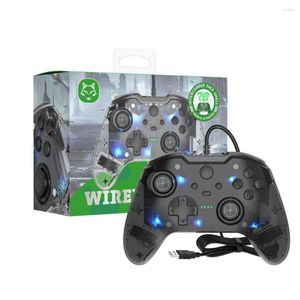 Spelkontroller DC5V Wired PC Gaming Controller Transparent Lighting GamePad Dual Vibration Console Box One X Game GamePads LED Light