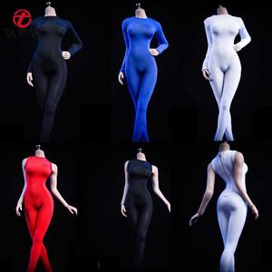 1/6 skala kvinnlig sexig 19xg38 19xg37 snäv ärmlösa långa ärmar tights jumpsuit bodysuit svart vit röd blå för 12''action b l230522