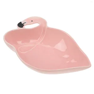 Bowls Pink Dishes Dinnerware Sets Flamingo Bowl Candy Serving Ring Holder Multi-function Salad Ceramics Kitchen Supply Home Child