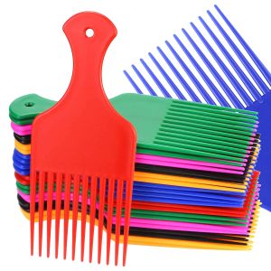 Borstar Wide Pick Comb Plast 6 5 tum Lift för Curly Smooth Afro frisörverktyg Salong Hem Röd gul lila Lulubaby AMCSX