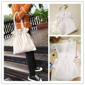 Evening Bags Canvas Bag DIY Graffiti Bucket Casual Solid SOFT Women High-Capacity Shioping Simple Shoulder Handbag