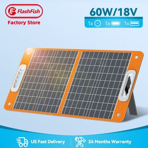 Flashfish 60W Energi USB -laddare Lätt utomhus campingtyg Portable Solar för kraftverk