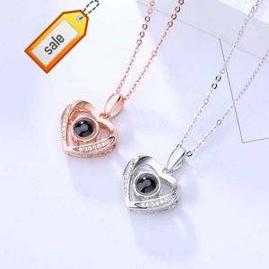 Made in China S925 Silver Projection Necklace 100 Languages I Love You Necklace for Women