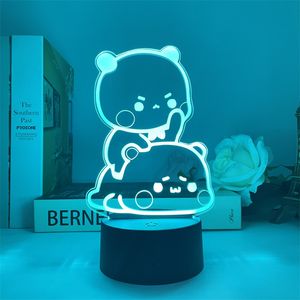 アクションおもちゃのフィギュアbubu dudu led led light light light control bear panda lamp usb 16色調整可能な漫画ナイトライトホーム装飾gif 230602