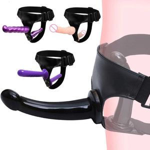 Sex Toy Massager Toy Massager Double Penis Dual Ended Strapon Ultra Elastic Harness Belt Strap On Dildo Adult Toys For Woman Couples Anal Soft