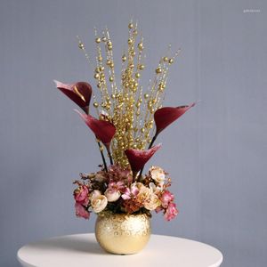 Dekorative Blumen, Heimdekoration, nordische Simulationsblume, Anzug, Kunstdekoration, Wohnzimmer, Esstisch, Weihnachtsbankett, Goldornamente, Geschenke