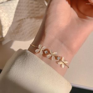 Link Armbänder Koreanische Mode Mädchen Herz Bogen Perle Zirkon Armband Für Frauen Einfache Charme Kette Armreifen Partei Schmuck Geschenk