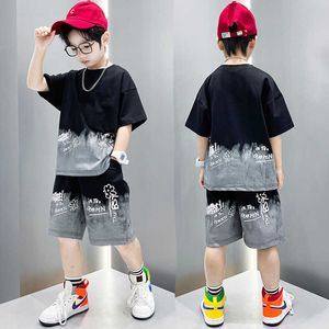 Suit 2023 New Children's Wear Summer Medium and Big Boys' Short Sleeve Sports Fashion Network Red Tide Brand
