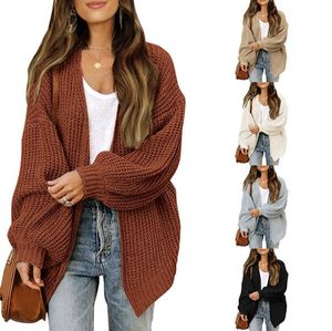 Jesienne damskie kardigany jesienne zima moda kobiety luźne z rękawy swetra na dzianie swetra kobiet kodowate kardigan pull