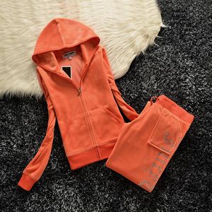 Pants Juicy Corture 2023 Velor Spring och Autumn Sportwear Twopiece Fashion Suit S3XL Veet Women Tracksuit Jacketstop