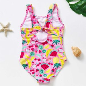 Barnens badkläder 1-10Y TODDLER Baby One Piece Girl Fruit Print Children's Swimsuit P230602