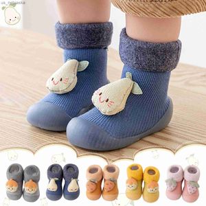 Newborn Toddler Shoes Infant Baby Boys Girls Cute Animal Cartoon Non Slip Socks Shoes Fleece Warm Floor Socks Prewalker Shoes L230518