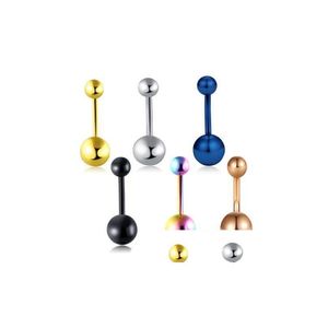 Navelklockknapp ringer Anodiserat rostfritt stål Belly Piercing Brosk Helix kroppsmycken Tragus örhänge Mix 6 Färger Drop Deliv Dh74a