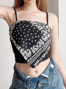 Regatas femininas Sexy Streetwear Estampa Crop Tops Bonito Para Mulheres Short Preto Verão Camisola Sob Camisa Sutiãs Roupas Da Moda Y2K Espartilho Branco