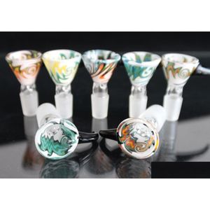 Smoking Pipes Hookah Accessories Heady Colored Glass Bowl 14Mm 18Mm Male With Handle Beautif Slide For Bubbler Ash Catcher Bong Bowl Dhrdx