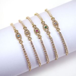 Charm Bracelets 10PCS Crystal Zircon Tennis Chain Cute Lovely Small Turkish Eye Bracelet Anklets Eyes Ankle Jewelry 230602