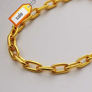 Partihandel anpassad 18k guldpläterad smycken rostfritt stål tjockt chunky oval formad o länkkedjan växel lås halsband för kvinnor