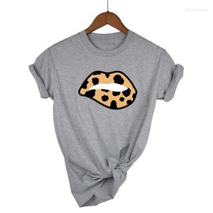 Frauen T Shirts Mode Leopard Lippen Gedruckt Hemd Frauen Sommer Kurzarm T-shirt Weiß Tees Harajuku Koreanische Straße Tops