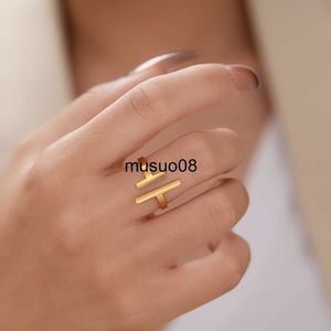Band Rings Stainless Steel Ring Simple Minimalist Stick Fashion Couple Adjustable Rings For Women Jewelry Wedding Party Girls Trend Gifts J230602