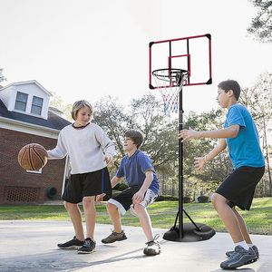 Sistema de cesta de basquete portátil Altura ajustável de 7,5 pés - 9,2 pés com encosto de 32 polegadas e rodas para jovens adultos Gol de basquete interno ao ar livre