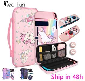 Väskor som är inställda på Nintendo Switch Case Girls Unicorn Boys Galaxy Model Portable NS Switch Accessories Kit för Nintendo Switch Lite Case