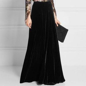 Skirt Spedizione gratuita 2022 S5xl Fashion Long Maxi Aline Skirts for Women Elastic Waist Autumn and Winter Velor Veet Gonna nera