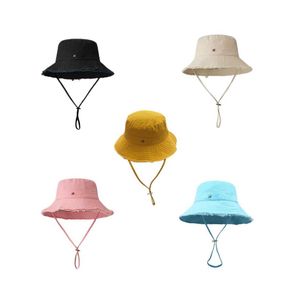 Fashion Designer Hats Bucket Fisherman's Hat For Women Frayed Cap Ladies Girl Sunshade Hat Beach Sun Caps Multiple Colors
