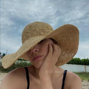 Шляпа шляпы с широкими краями простая девушка соломенная шляпа шляпа гибкая летняя женщина пляж Панама куполо