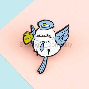 Cartoon Bird Brooches Blue Carrier Pigeon Seabirds Button Lapel Pins for Women Men Creative Animal Enamel Badges Jewelry Gifts