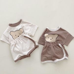 Kläder sätter sommar babykläder kortärmad t-shirt set barnkläder tryckt tecknad söt tjej set baby pojke flicka kläder