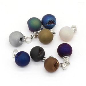 Pendant Necklaces Charms Natural Druzys Stone Round Shape Agates For Making DIY Earring Necklace Bracelet Accessories