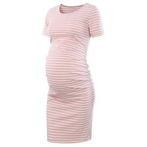 Moderskapsklänningar 2022 Fashion Casual Short Sleeve Pregnant Women's Dress Striped Dress Women's Pregnant Women's Summer Gravida Women's Dress G220602