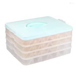 Bottiglie di stoccaggio Frigorifero Custodia in plastica per conservare la freschezza Quattro strati Scatola per gnocchi portatile Contenitore per contenitori Organizzatore (colore casuale)