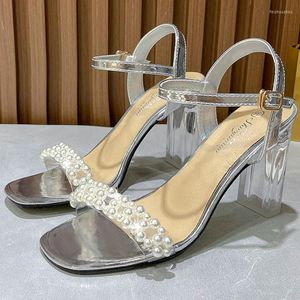 Crystal Heel Sandals High Open-Toe Fashion Buty damskie Wróżki Wind Pearl Pasp Mid-Heel Summer 1155