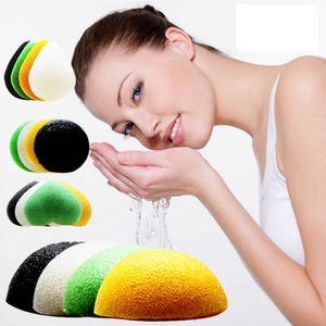 Konjac Facial Sponge Face Cleanse Washing Sponge Cotton Bamboo Charcoal Puff Half Round Konjac Wet Sponges Limpiar La Esponja de Lavado