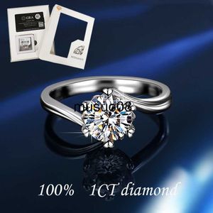 Anéis de banda Moissanite Anéis 1CT S925 Prata Esterlina Alianças de Casamento Jóias Finas Aprovado no Teste de Diamante Anel com Certificação GRA para Mulheres J230602