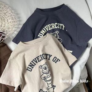 Tshirts 100% Cotton Half Sleeve Tshirt Boys Child Summer Baby Unisex Costume Sports Casual Tees Cartoon Bear Trendy Pullover Shirt 230601