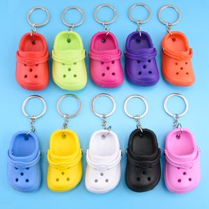 DIY Cute 3D Mini Croc Shoe Keychain wholesale Summer Colorful Shoes Creative 3D Beach Small Hole Shoes Keychain