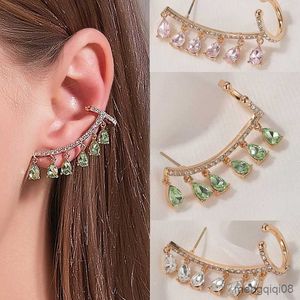 Studpersonlighet Crystal Waterdrop Tassel Ear Clip Earrings for Women Charm Gift