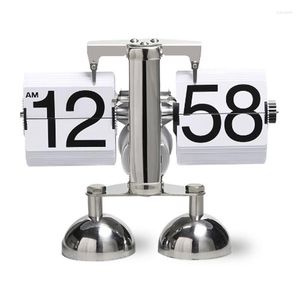 Wall Clocks Vintage Table Clock Automatic Page Turning Flip Double Foot Small Scales Desk Home/Office Decorate