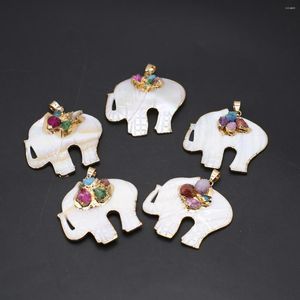 Collane con ciondolo Conchiglia naturale Elefante Charms Druzys Stone Per donne che realizzano orecchini collana Jewerly fai da te 45x47mm