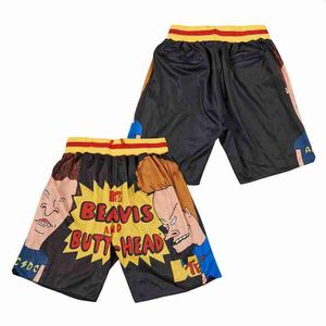 Shorts Masculino Shorts Basquete BEAVIS AND BURN THE HOUSE Costurar Bordados Shorts Esportes Ao Ar Livre Calças de Praia Azul Preto 230601