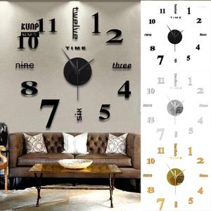 Väggklockor 2023 Modern design stor klocka 3D DIY Quartz Fashion Watches Akryl Mirror Stickers Living Room Home Decor #25