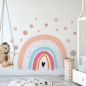 76x60cm Love Rainbow Wall Stickers Classic Pattern PVC Decals Eco-friendly Sticker for Nursery room Kids Girls Bedroom Decoration